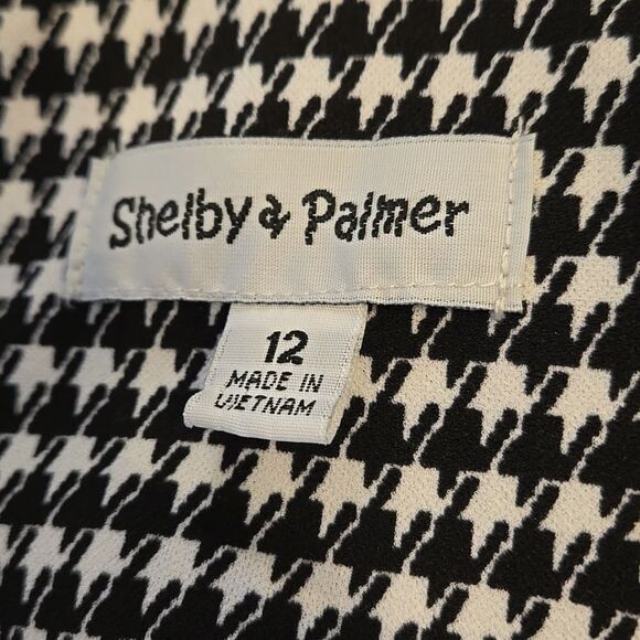 Shelby And Palmer Black and White Houndstooth Midi Retro Dress - Picture 7 of 8